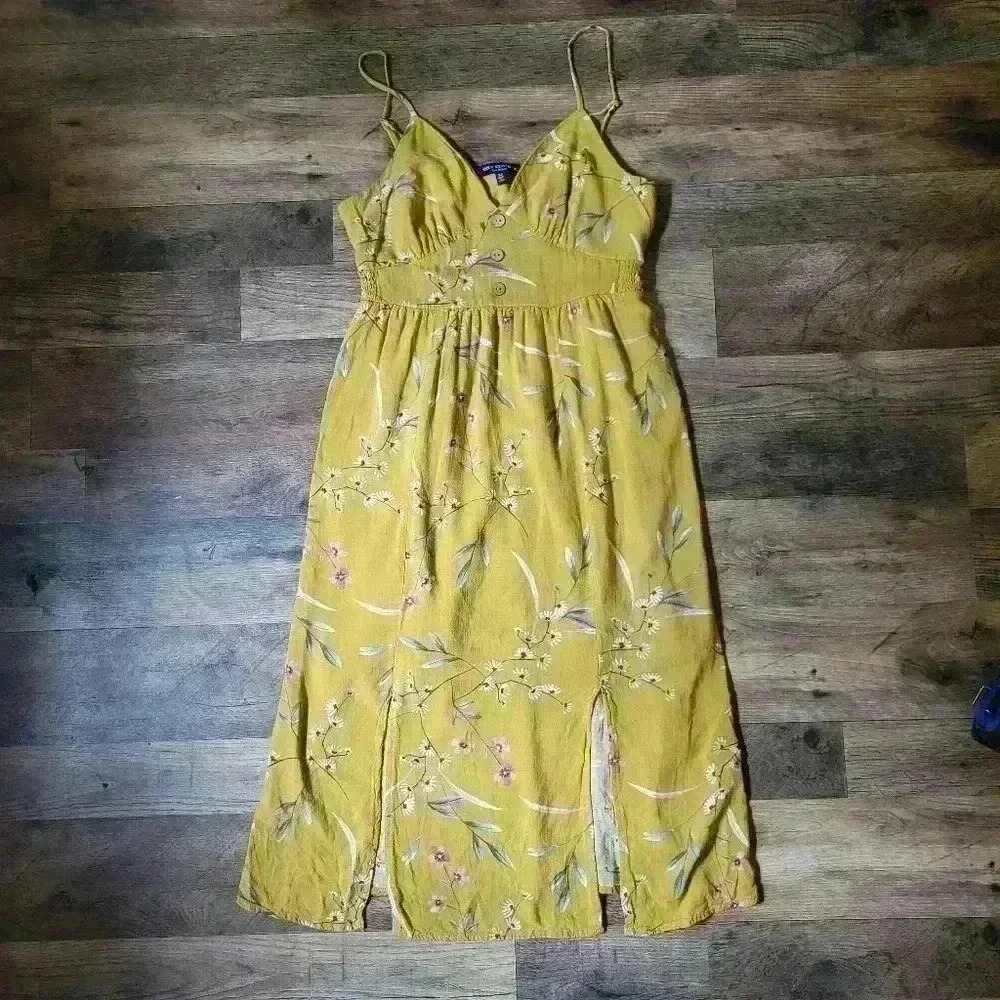 One Clothing Los Angeles Yellow Sleeveless Floral Dress Size M